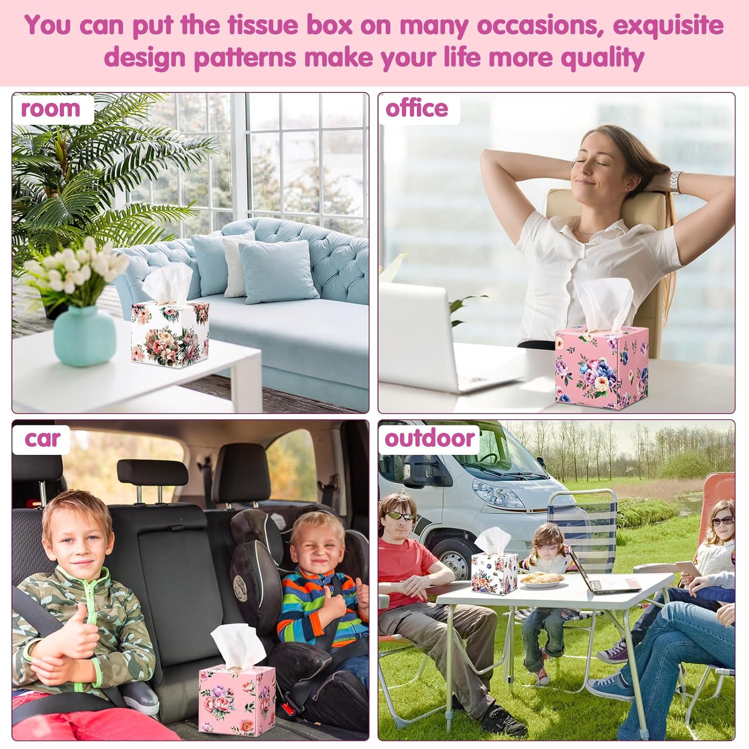 Yaomiao Yaomiao 24 Packs Facial Tissue Cube Boxes 1920 Sheets 2 Ply Floral Paper Tissues for Home Office Travel School Family and Car Use - View 4 of 6