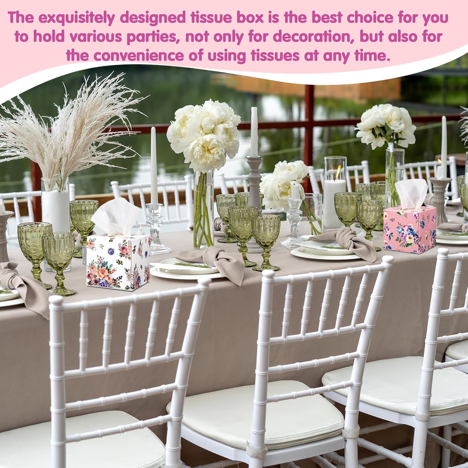 Yaomiao Yaomiao 24 Packs Facial Tissue Cube Boxes 1920 Sheets 2 Ply Floral Paper Tissues for Home Office Travel School Family and Car Use - View 5 of 6