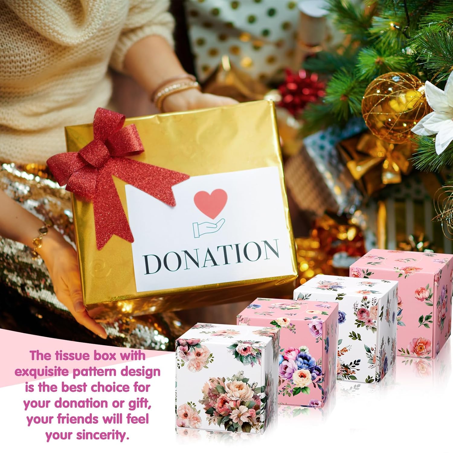 Yaomiao Yaomiao 24 Packs Facial Tissue Cube Boxes 1920 Sheets 2 Ply Floral Paper Tissues for Home Office Travel School Family and Car Use - View 6 of 6