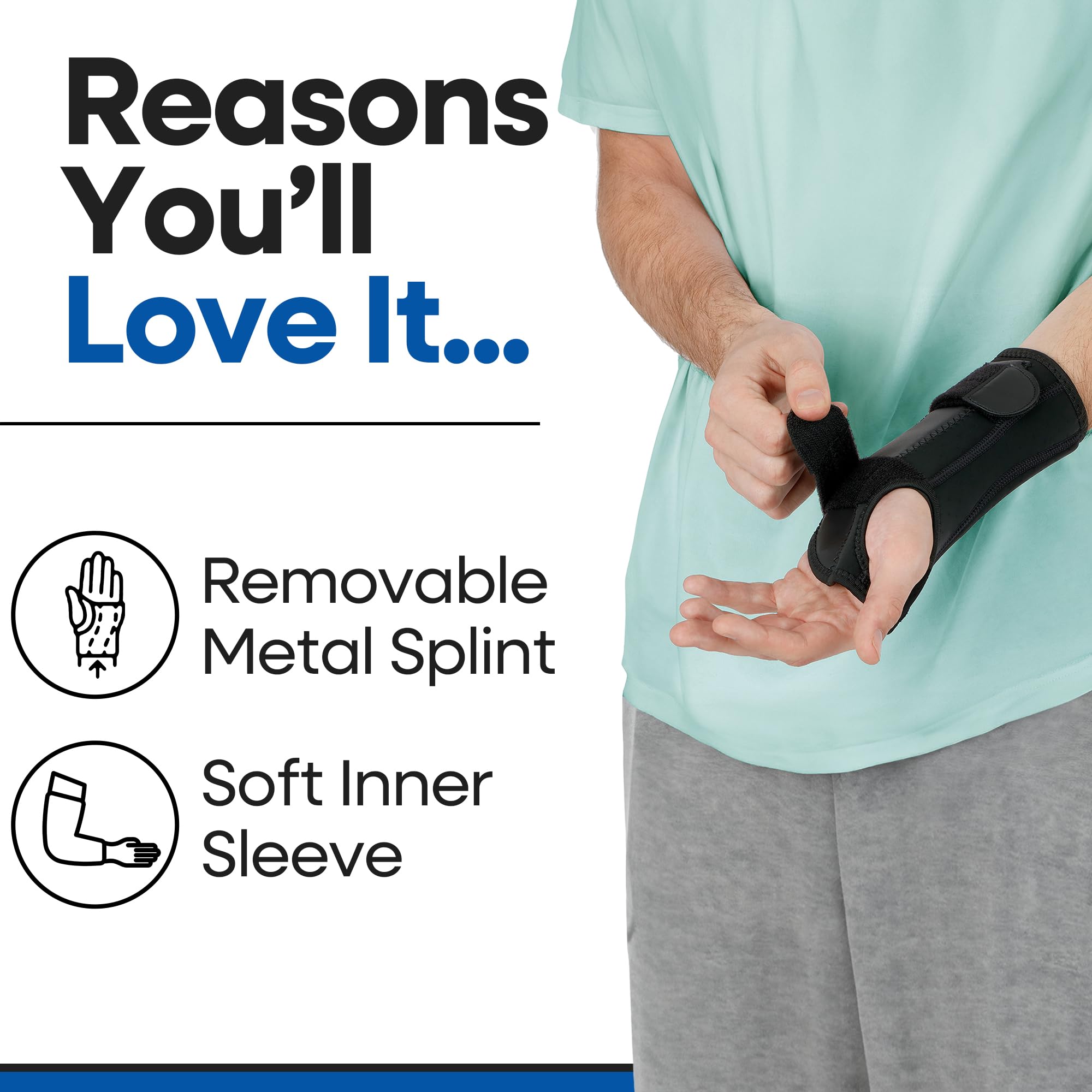 ARMSTRONG AMERICA Carpal Tunnel Wrist Brace Night Support for Pain Relief Compression Sleeve Small Left Arm Stabilizer and Hand Brace for Tendonitis Treatment - View 5 of 9