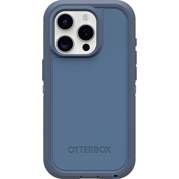OtterBox iPhone 15 Pro Defender Series XT Case Baby Blue Jeans Rugged Screenless MagSafe Compatible with Lanyard Attachment