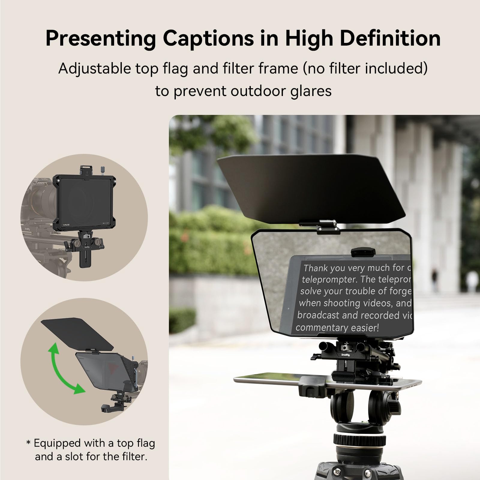 SMALLRIG SMALLRIG Teleprompter for iPad Tablet up to 11 inch Compatible with SmallGoGo APP and 15mm LWS Baseplate for Cameras Model 3646 - View 3 of 9