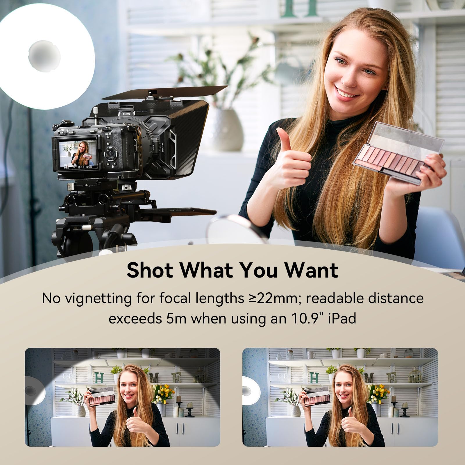 SMALLRIG SMALLRIG Teleprompter for iPad Tablet up to 11 inch Compatible with SmallGoGo APP and 15mm LWS Baseplate for Cameras Model 3646 - View 4 of 9