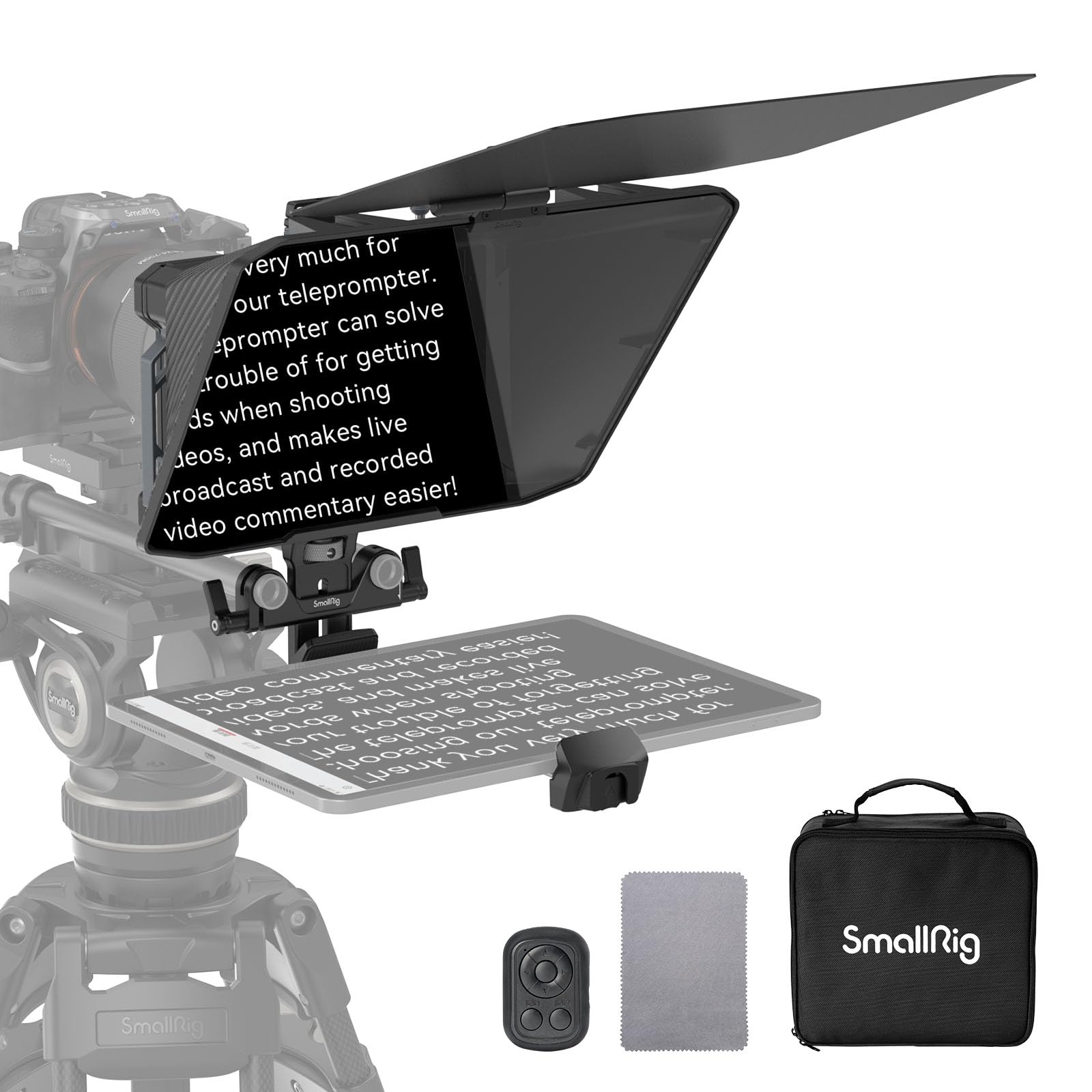 SMALLRIG Teleprompter for iPad Tablet up to 11 inch Compatible with SmallGoGo APP and 15mm LWS Baseplate for Cameras Model 3646