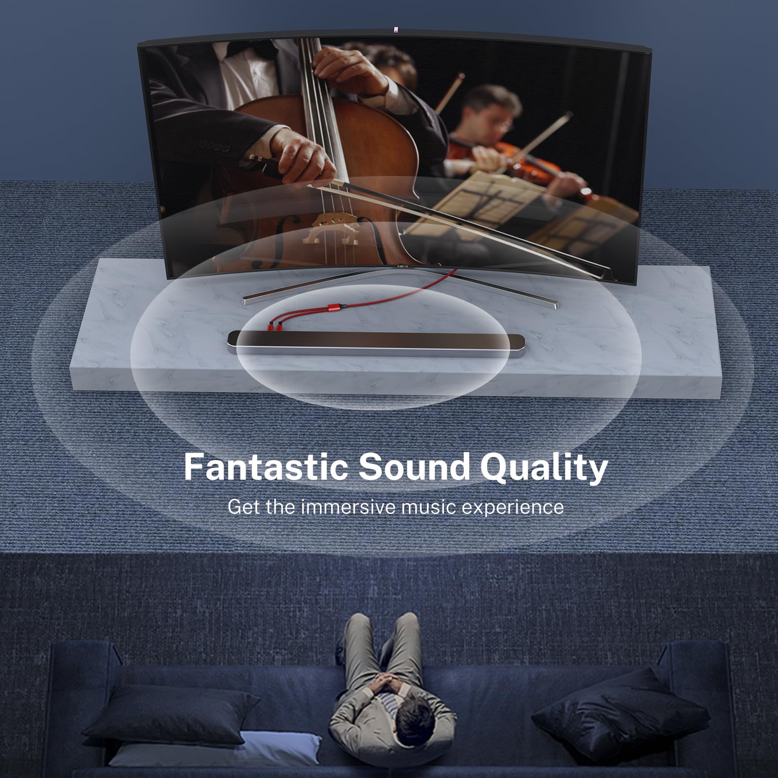 MOSWAG MOSWAG RCA Cable 3.5mm Male to 2RCA Male Stereo Audio Adapter Gold-Plated Nylon Braided AUX Y Cord for Smartphones Tablets Speakers HDTV - View 5 of 6