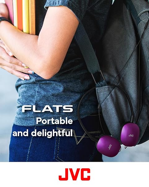 JVC JVC HAS160MV Violet Flat Foldable On-Ear Headphones with Remote & Microphone - Colorful, Gold Plated 3.5mm Plug - View 4 of 5