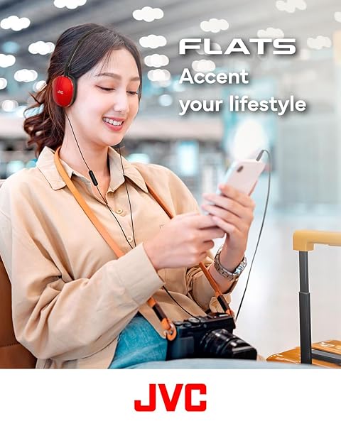 JVC JVC HAS160MR Red Flat Foldable On-Ear Headphones with Remote & Microphone - Colorful, 3.94ft Gold Plated 3.5mm Plug - View 5 of 8