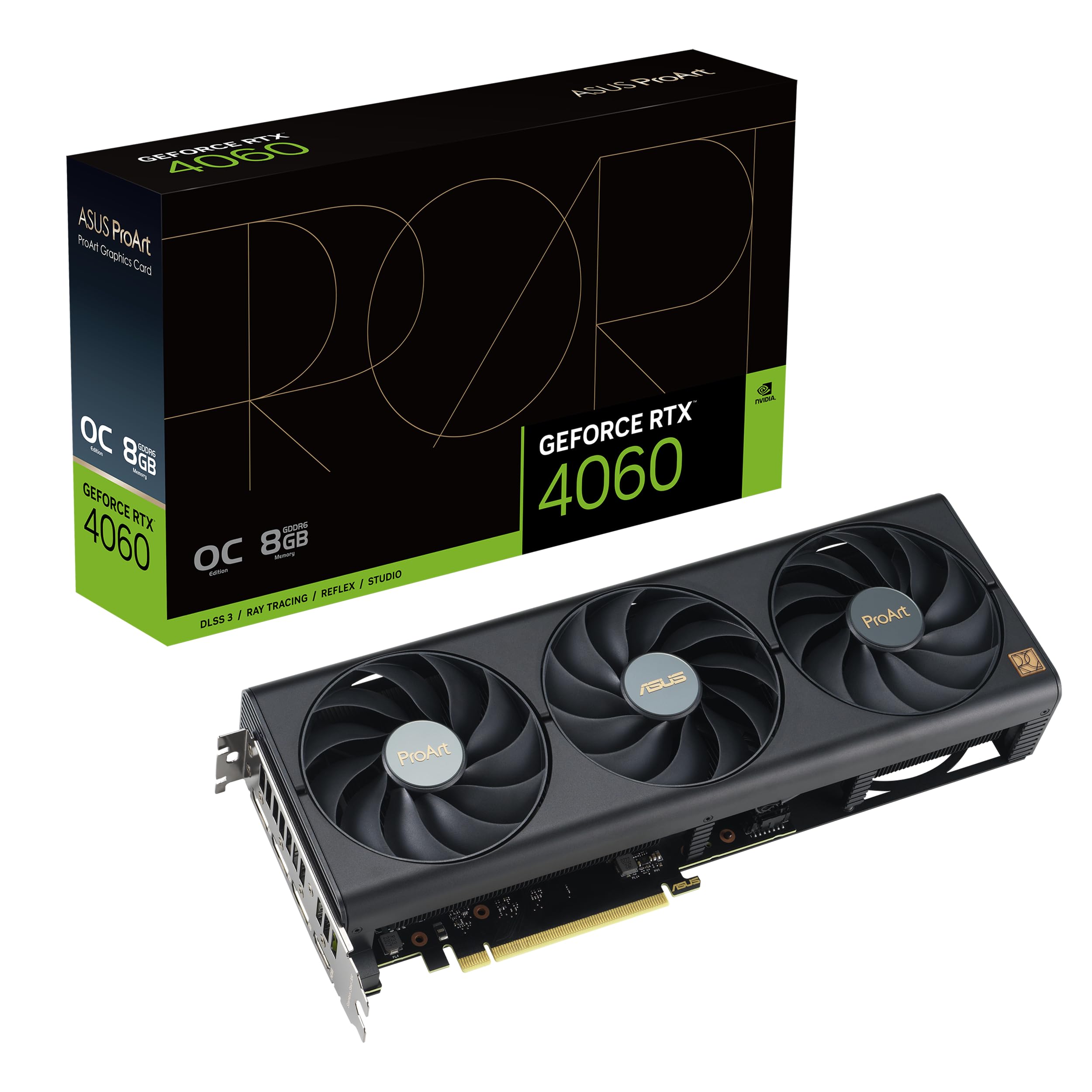 ASUS ProArt GeForce RTX 4060 OC Edition 8GB GDDR6 Graphics Card PCIe 4.0 DLSS 3 HDMI 2.1a DisplayPort 1.4a