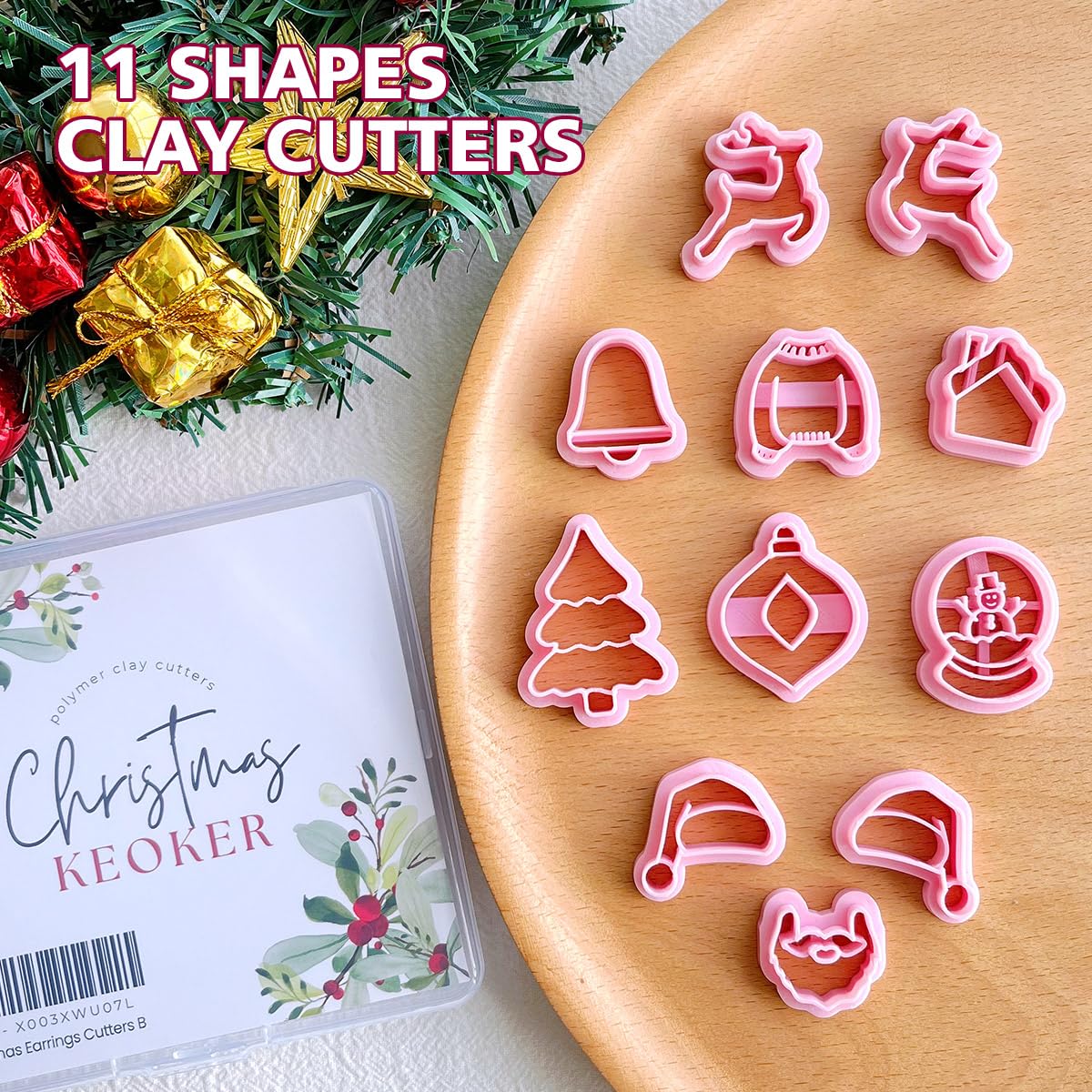Keoker Keoker Christmas Polymer Clay Cutters for Earrings 11 Shapes Winter Clay Cutters Perfect for Holiday Crafts and DIY Jewelry Making - View 3 of 9