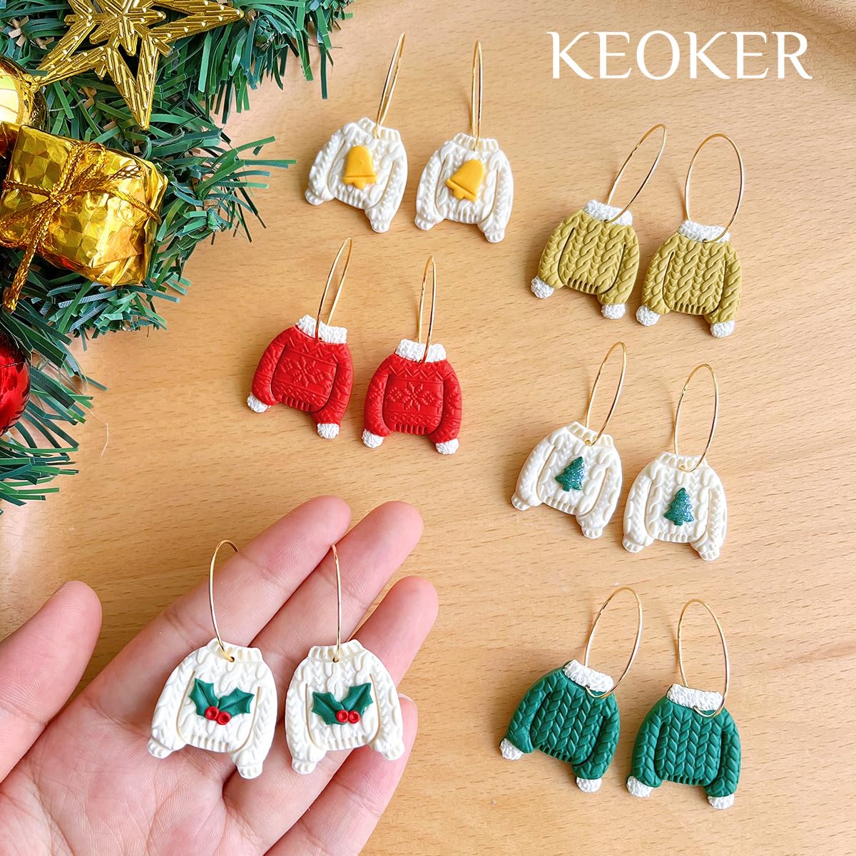 Keoker Keoker Christmas Polymer Clay Cutters for Earrings 11 Shapes Winter Clay Cutters Perfect for Holiday Crafts and DIY Jewelry Making - View 7 of 9