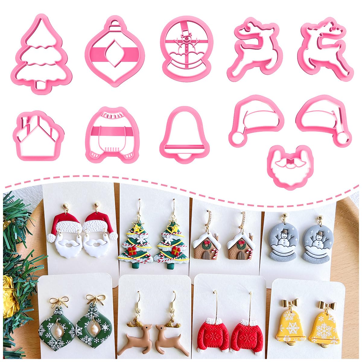 Keoker Keoker Christmas Polymer Clay Cutters for Earrings 11 Shapes Winter Clay Cutters Perfect for Holiday Crafts and DIY Jewelry Making