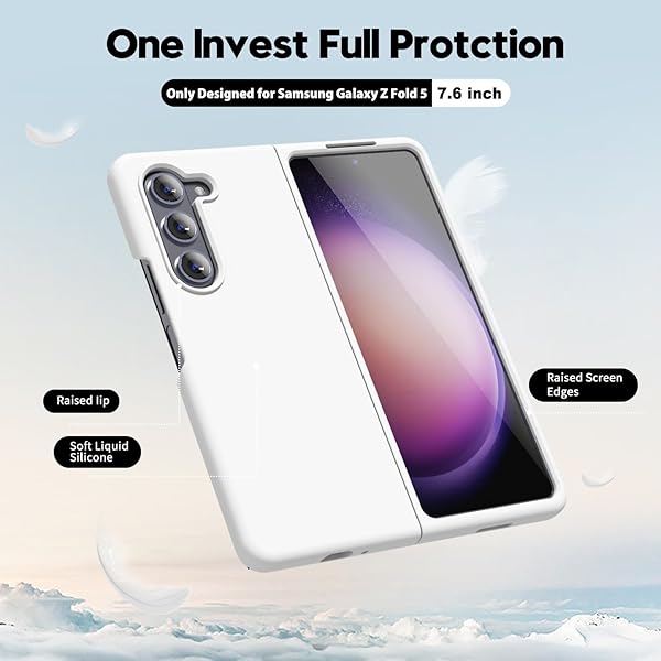 oakxco Oakxco Samsung Galaxy Z Fold 5 Case Liquid Silicone Grip Cute Slim Soft Rubber TPU Matte Solid Protective Shockproof Cover for Women - View 5 of 9