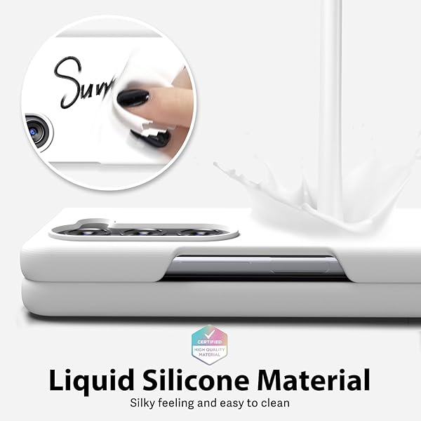 oakxco Oakxco Samsung Galaxy Z Fold 5 Case Liquid Silicone Grip Cute Slim Soft Rubber TPU Matte Solid Protective Shockproof Cover for Women - View 6 of 9