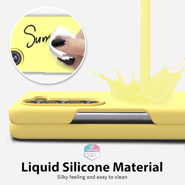 oakxco Oakxco Samsung Galaxy Z Fold 5 Case Liquid Silicone Grip Cute Thin Slim Soft Rubber TPU Gel Cover for Women Aesthetic Design Yellow - View 6 of 9