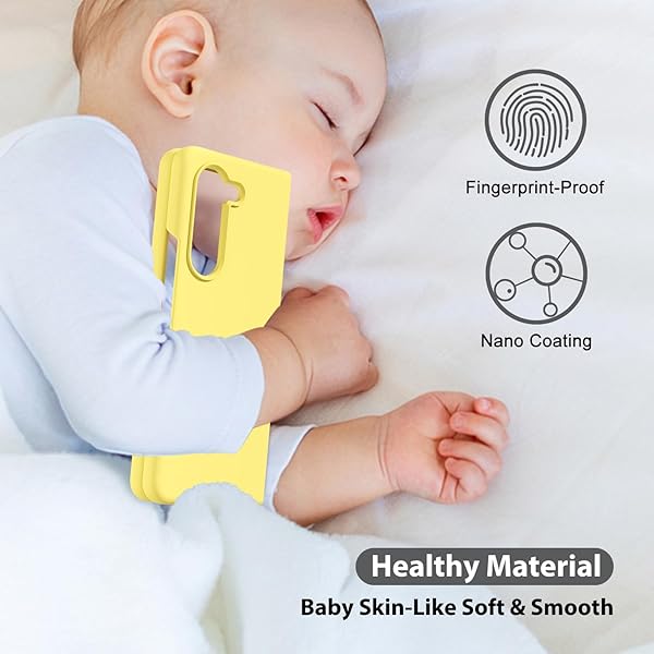 oakxco Oakxco Samsung Galaxy Z Fold 5 Case Liquid Silicone Grip Cute Thin Slim Soft Rubber TPU Gel Cover for Women Aesthetic Design Yellow - View 8 of 9