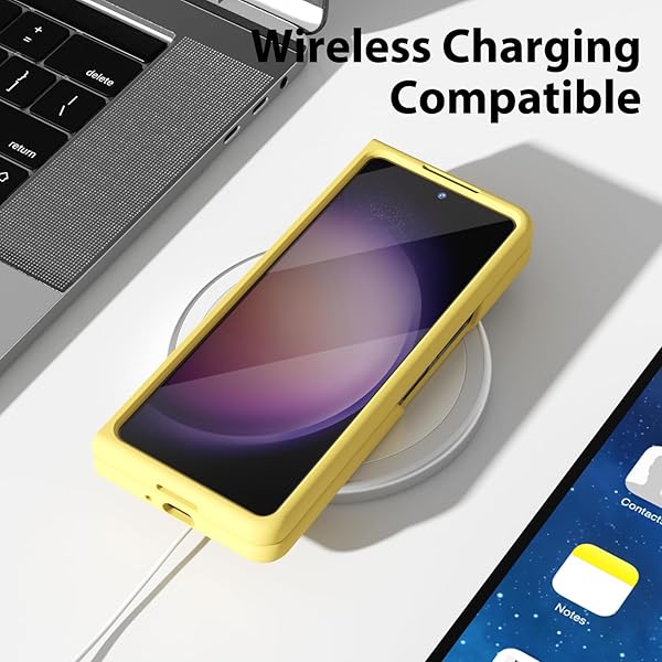 oakxco Oakxco Samsung Galaxy Z Fold 5 Case Liquid Silicone Grip Cute Thin Slim Soft Rubber TPU Gel Cover for Women Aesthetic Design Yellow - View 9 of 9