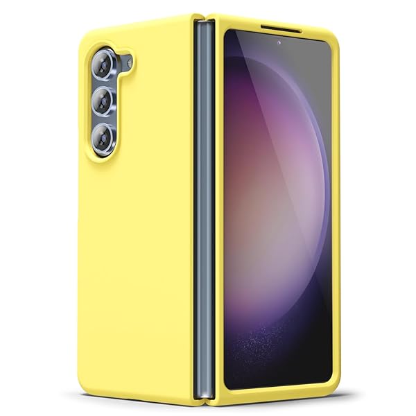 oakxco Oakxco Samsung Galaxy Z Fold 5 Case Liquid Silicone Grip Cute Thin Slim Soft Rubber TPU Gel Cover for Women Aesthetic Design Yellow