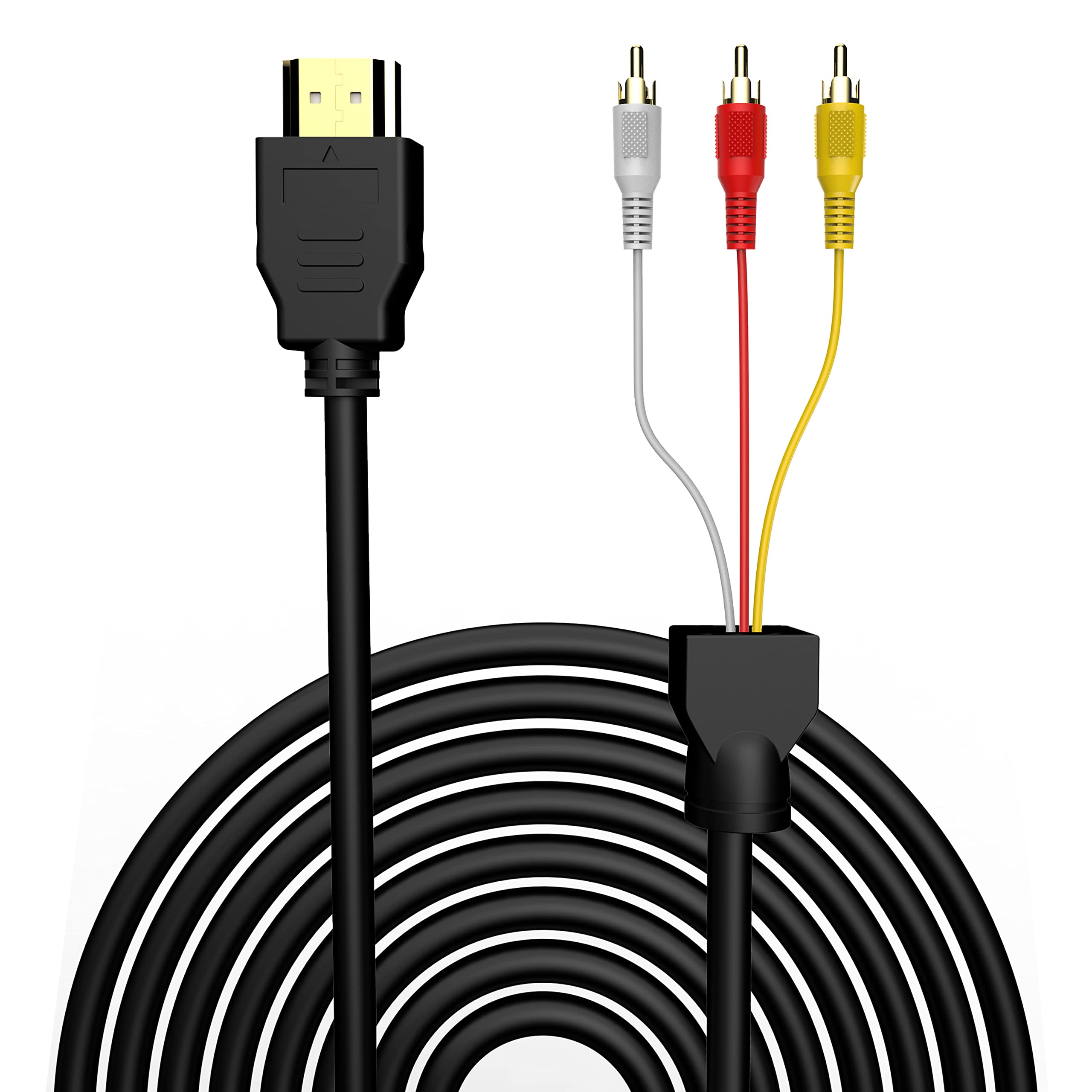 FAWETTY HDMI to RCA Cable 1080P 5ft HDMI Male to 3RCA Video Audio AV Connector Adapter for TV HDTV DVD - View 2 of 8