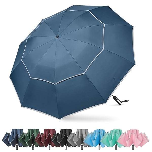 Buy G4Free 62-Inch Windproof Inverted Umbrella - Compact, Reflective Stripe, Automatic Open/Close for Rain & Golf (Blue)