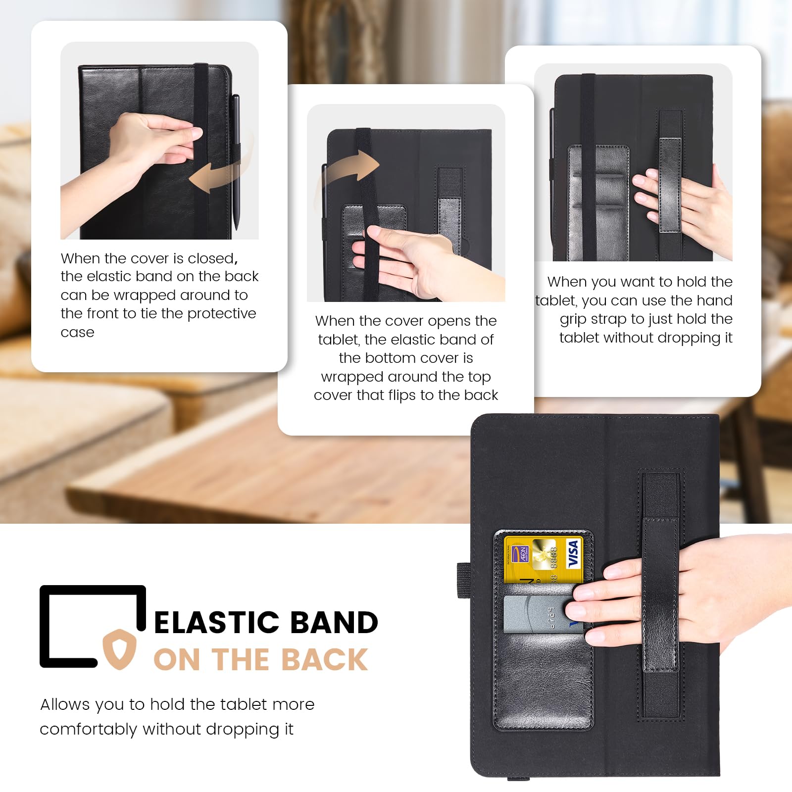 E NET-CASE E NET-CASE Folio Case for Samsung Galaxy Tab S9 FE and S9 11 Inch 2023 with Multi-Viewing Stand Auto Sleep Wake and S-Pen Support Black - View 5 of 8