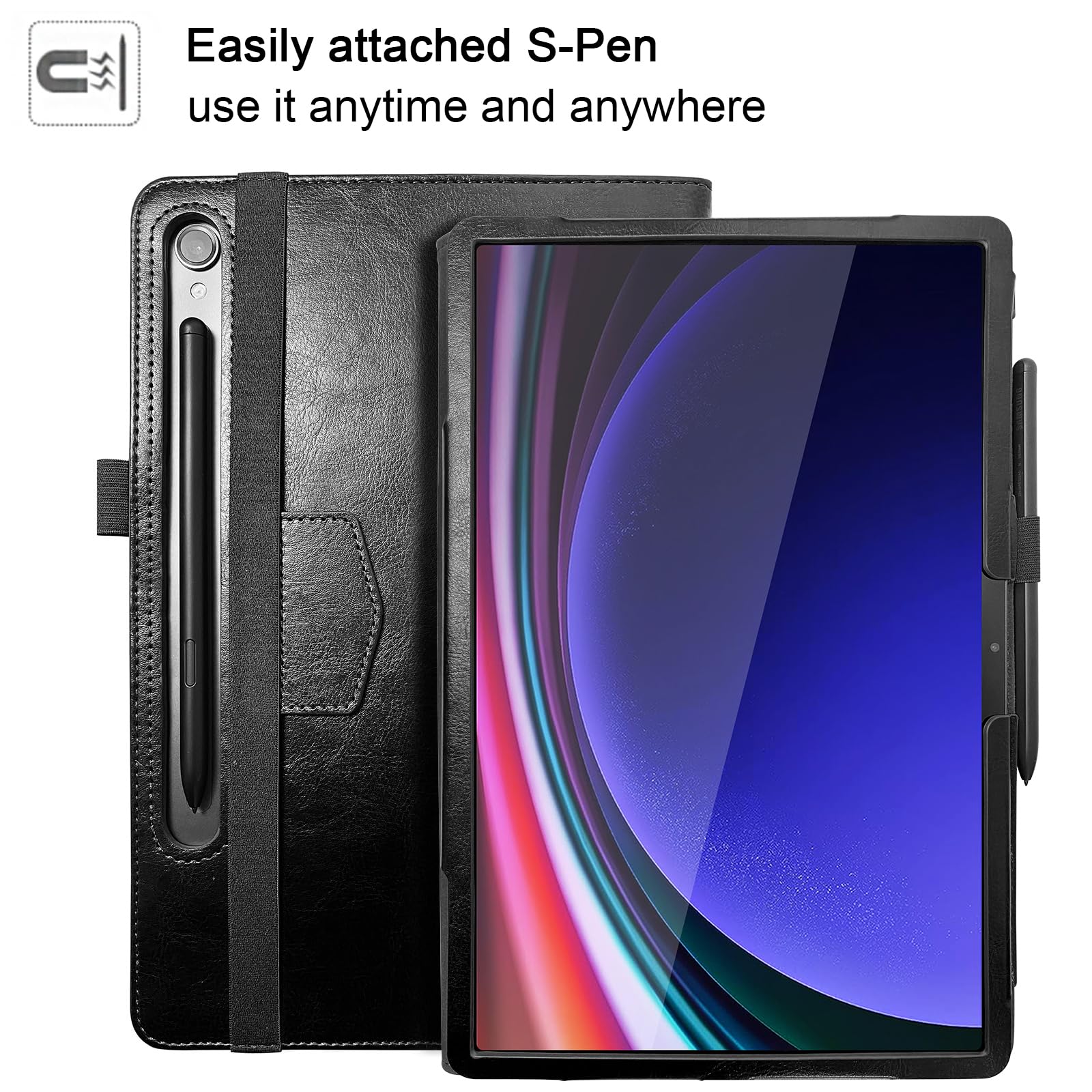E NET-CASE E NET-CASE Folio Case for Samsung Galaxy Tab S9 FE and S9 11 Inch 2023 with Multi-Viewing Stand Auto Sleep Wake and S-Pen Support Black - View 6 of 8