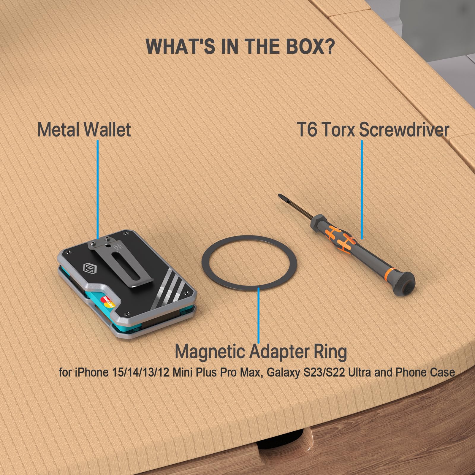 niubuy Niubuy Minimalist Slim Wallet for Men RFID Blocking Front Pocket Credit Card Holder with Titanium Money Clip and MagSafe Compatibility Gray Black - View 6 of 7