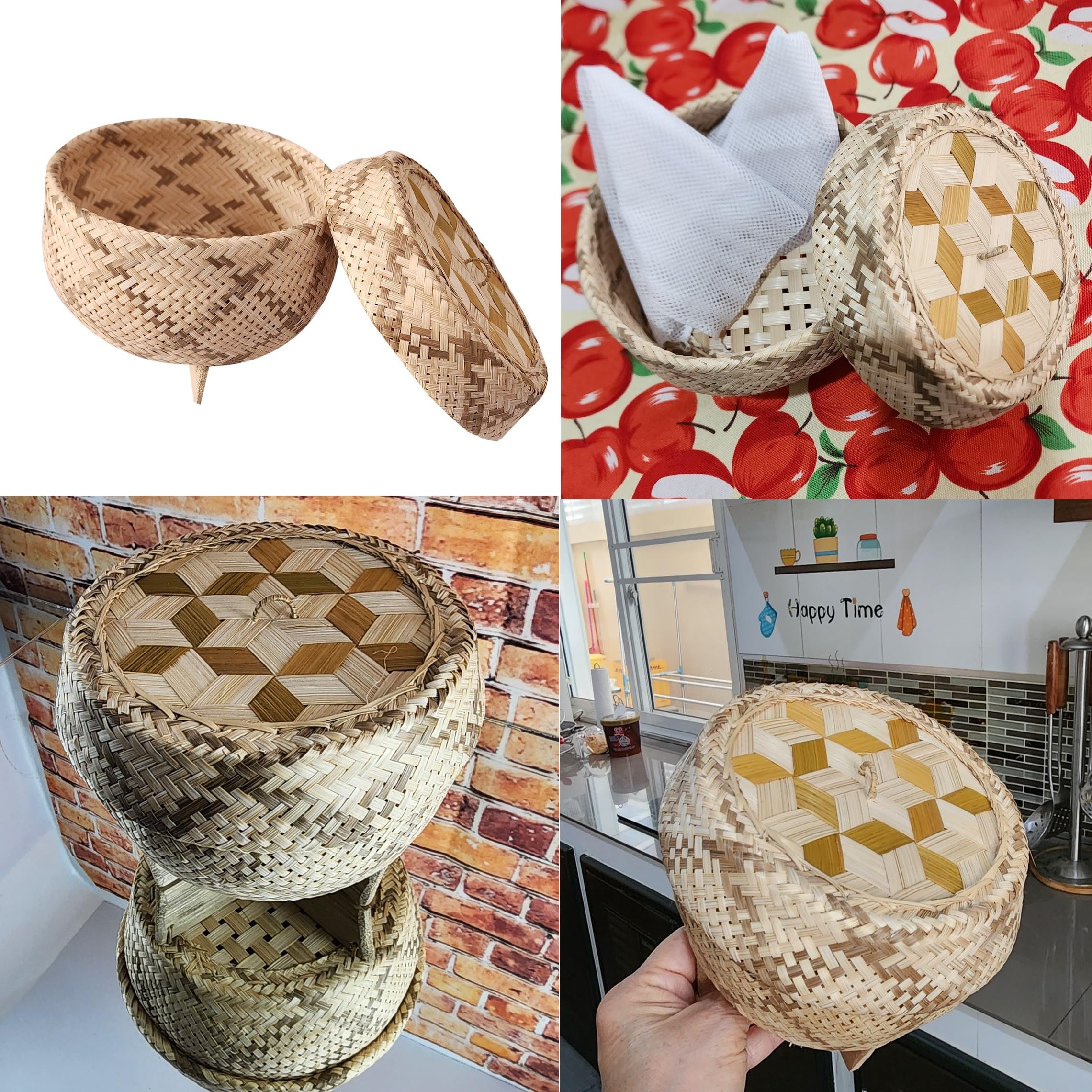 Heavens Tvcz Heavens Tvcz Eco-Friendly Bamboo Wickerwork Sticky Rice Steamer with Lid Professional Thai Traditional Cooker for Home Use - View 4 of 9