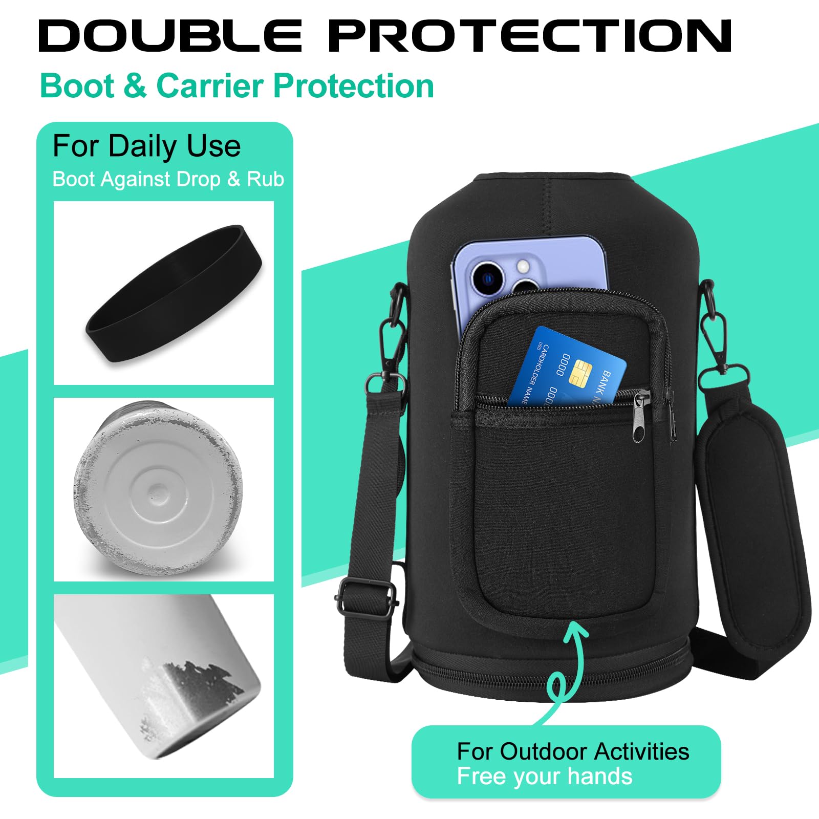 DIGJUPER DIGJUPER 1 Gallon Insulated Water Bottle with Straw Auto Chug Lid Paracord Handle and Sleeve Large Stainless Steel Jug for Sports and Work - View 5 of 9