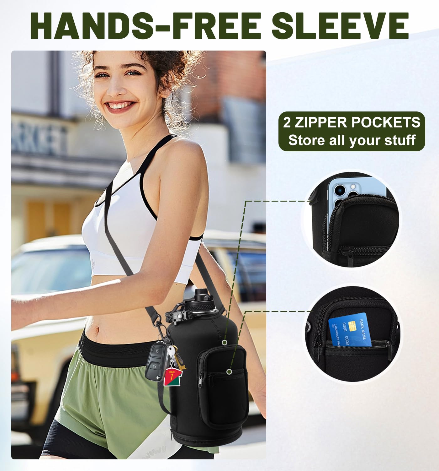 DIGJUPER DIGJUPER 1 Gallon Insulated Water Bottle with Straw Auto Chug Lid Paracord Handle and Sleeve Large Stainless Steel Jug for Sports and Work - View 7 of 9