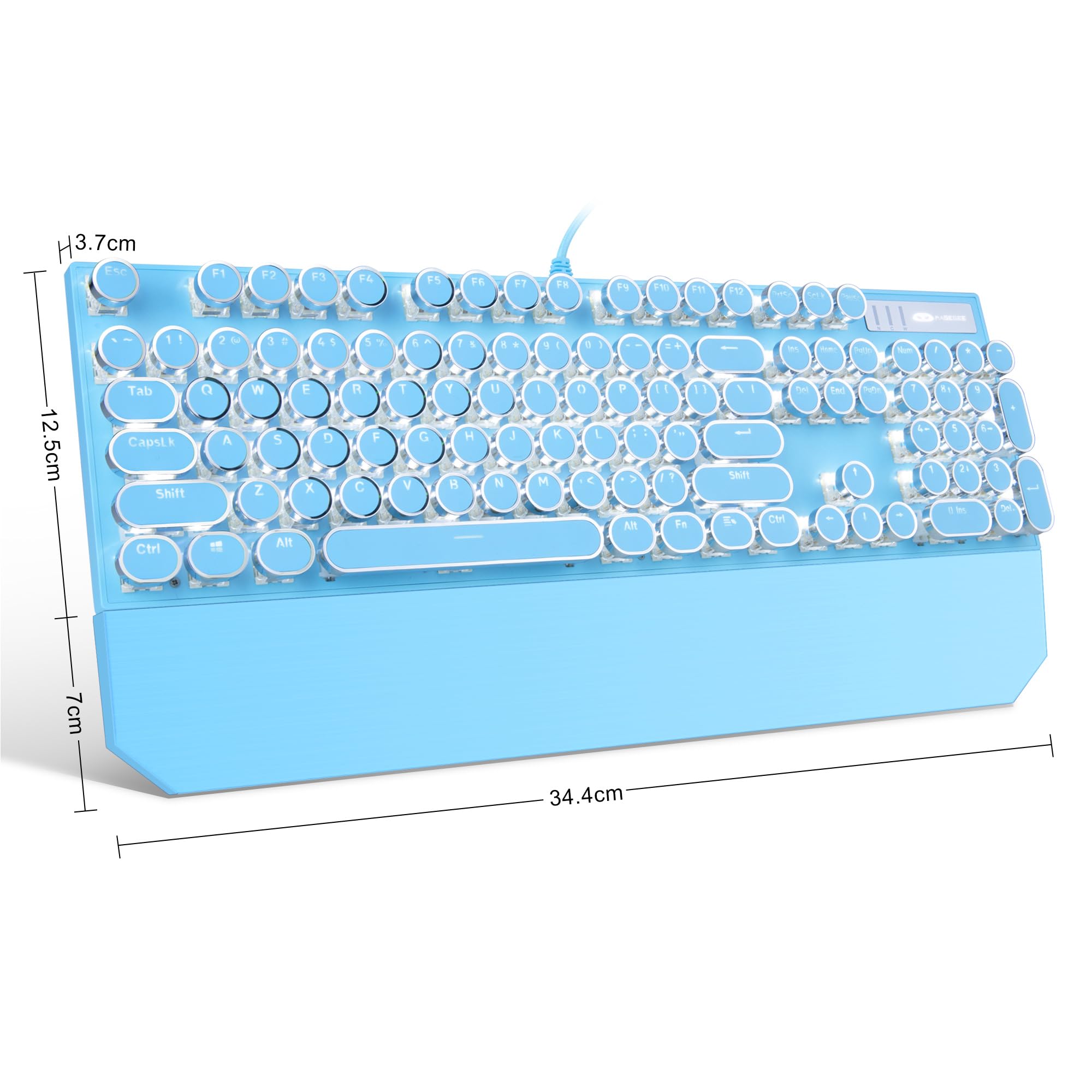 Camiysn Typewriter Style Mechanical Gaming Keyboard Retro Punk Design with White Backlit 104 Keys Blue Switch Wired Cute Keyboard for Office PC Laptop - View 6 of 6