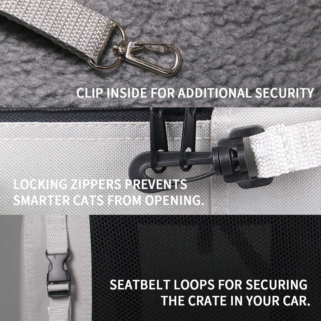 Petseek Petseek Extra Extra Large Soft Sided Cat Carrier Portable Dog Carrier for 2 Cats Comfortable Design with Litter Box and Bowls Grey - View 3 of 6