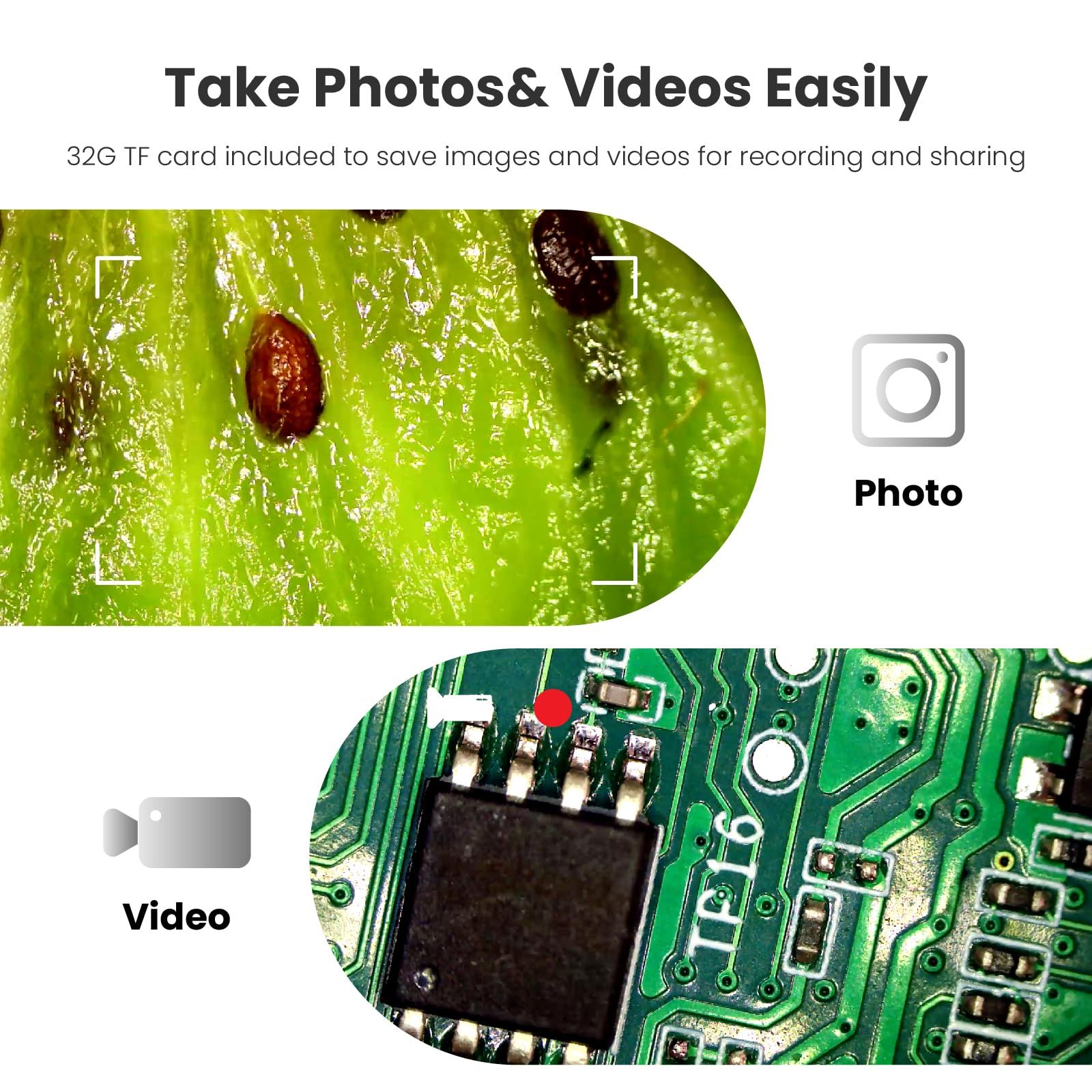 MatataStudio Matatastudio M2B 1000X Digital Microscope with LCD Screen 1080P Coin Magnifier and Adjustable Stand with HDMI and 32GB SD Card Included - View 5 of 8