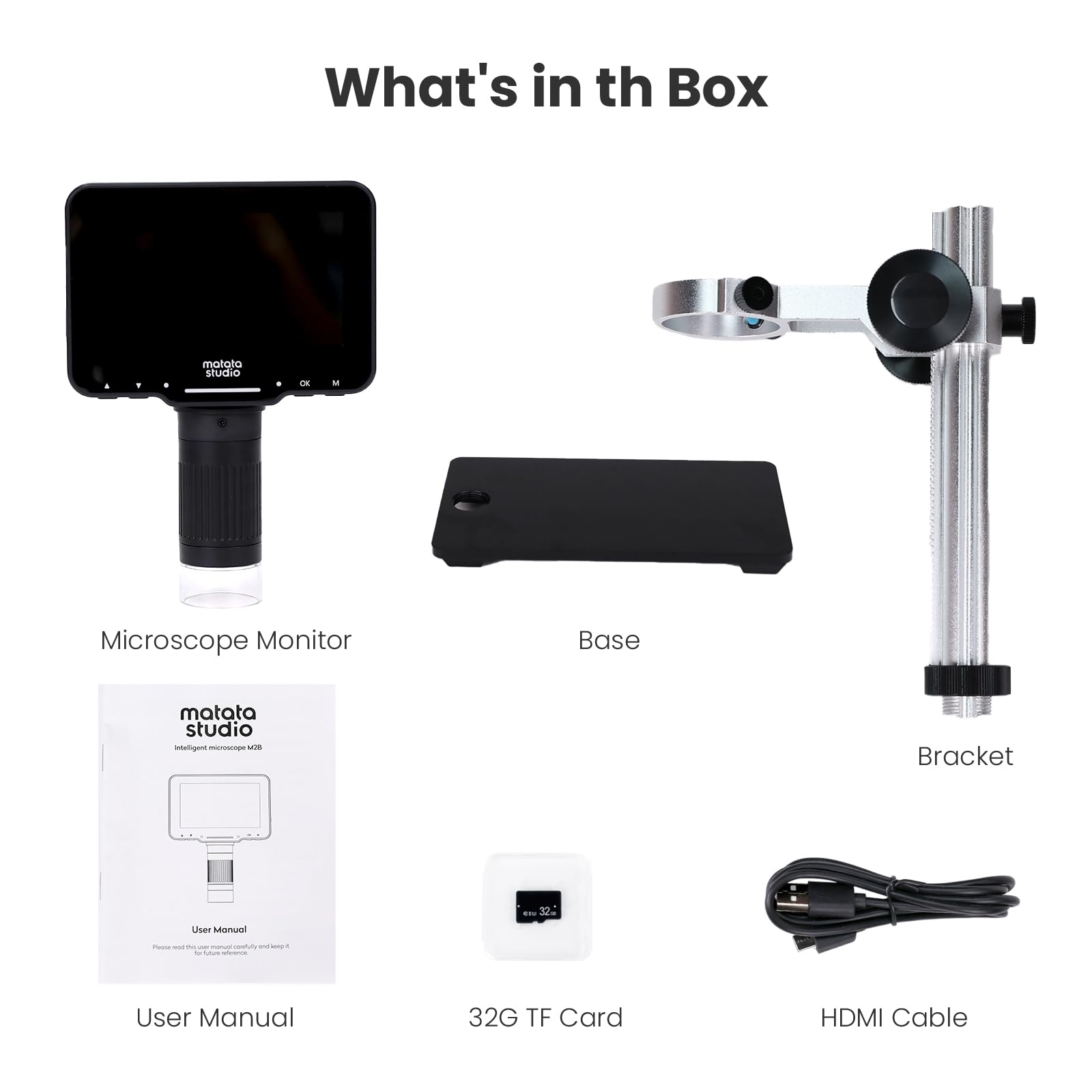 MatataStudio Matatastudio M2B 1000X Digital Microscope with LCD Screen 1080P Coin Magnifier and Adjustable Stand with HDMI and 32GB SD Card Included - View 8 of 8