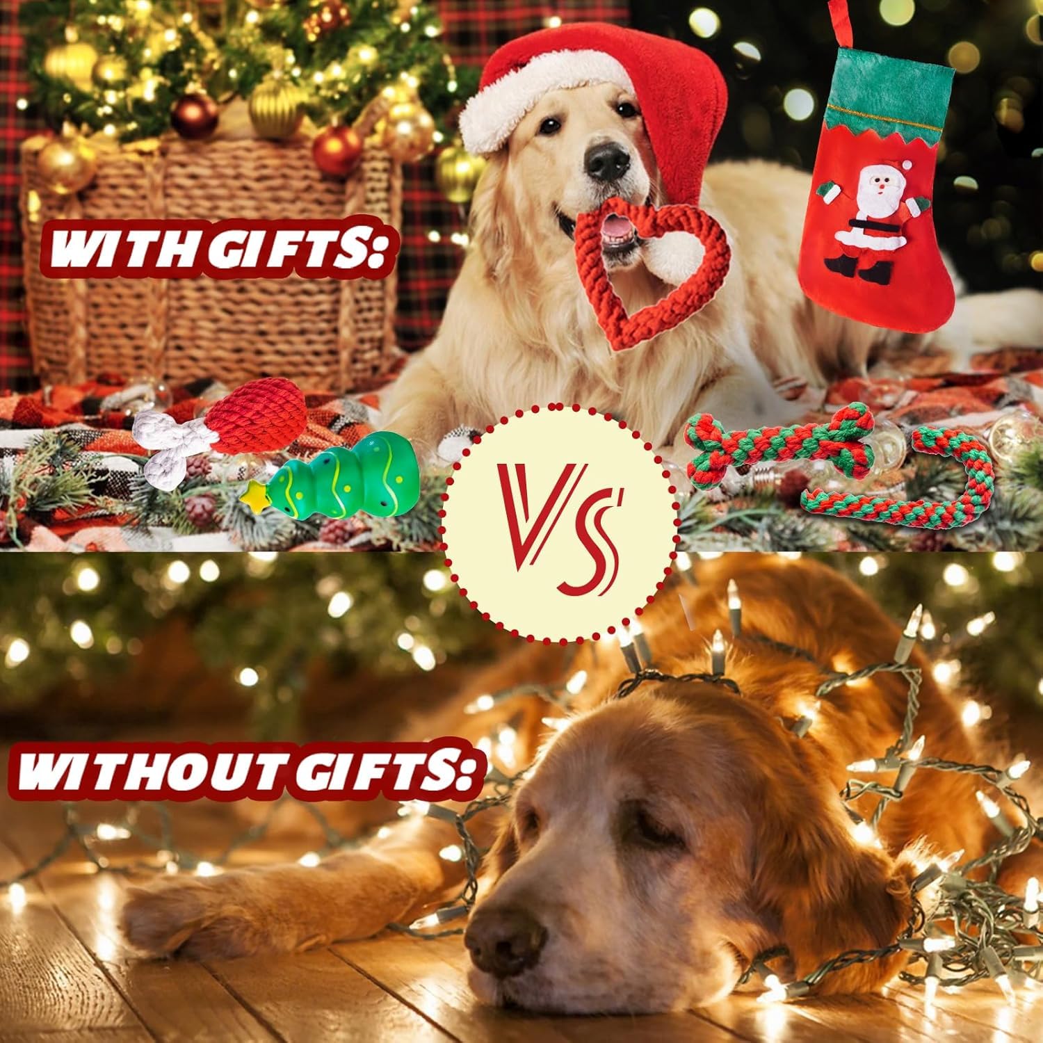 DARDOHIA DARDOHIA Christmas Dog Toys 8 Pack for Small and Medium Dogs Includes Hat Bandana Stocking Rope and Squeaker Chew Toys for Teething - View 6 of 7