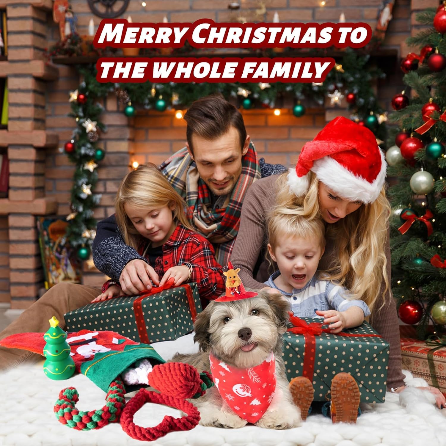 DARDOHIA DARDOHIA Christmas Dog Toys 8 Pack for Small and Medium Dogs Includes Hat Bandana Stocking Rope and Squeaker Chew Toys for Teething - View 7 of 7