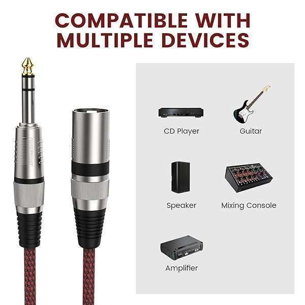 BIFALE Buy BIFALE 1/4'' TRS to XLR Male Cable 25FT - 2 Pack Balanced Mic Cables for Speakers, Mixers & Amplifiers - View 8 of 9