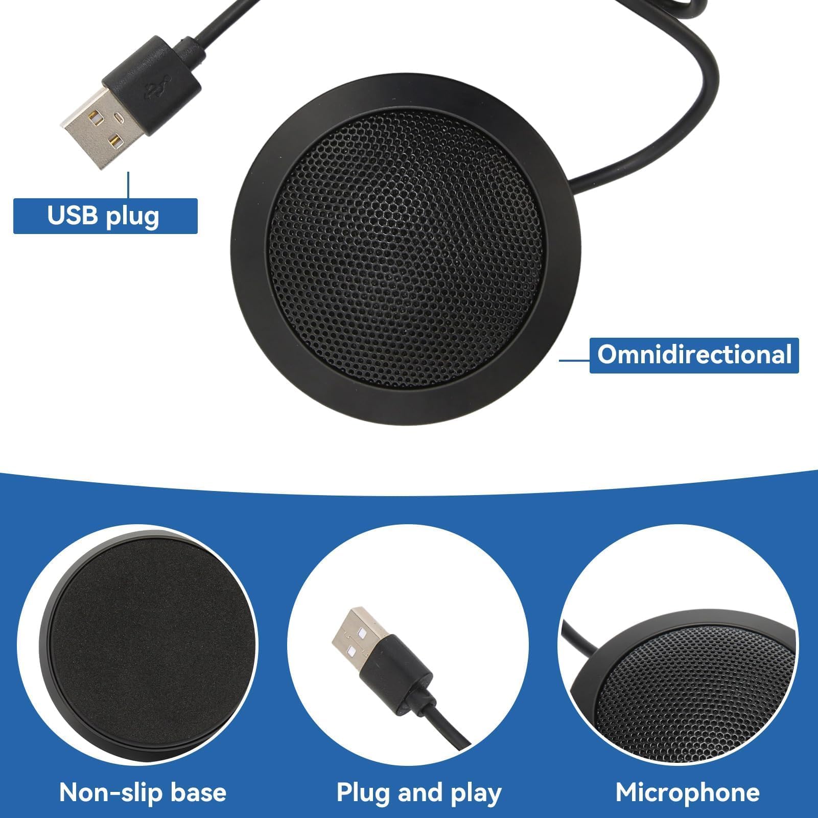 Cyrank Conference Speakerphone 360 Degrees Omnidirectional Pickup Microphone Plug and Play Noise Reduction for Laptop Meetings - View 2 of 9