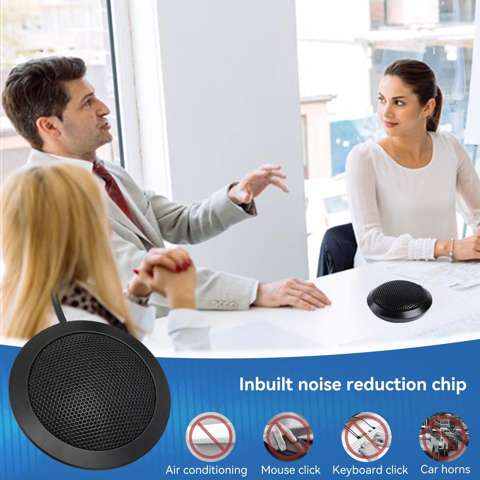 Cyrank Conference Speakerphone 360 Degrees Omnidirectional Pickup Microphone Plug and Play Noise Reduction for Laptop Meetings - View 3 of 9