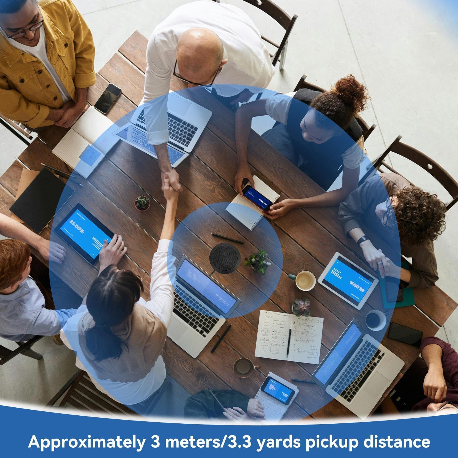 Cyrank Conference Speakerphone 360 Degrees Omnidirectional Pickup Microphone Plug and Play Noise Reduction for Laptop Meetings - View 5 of 9