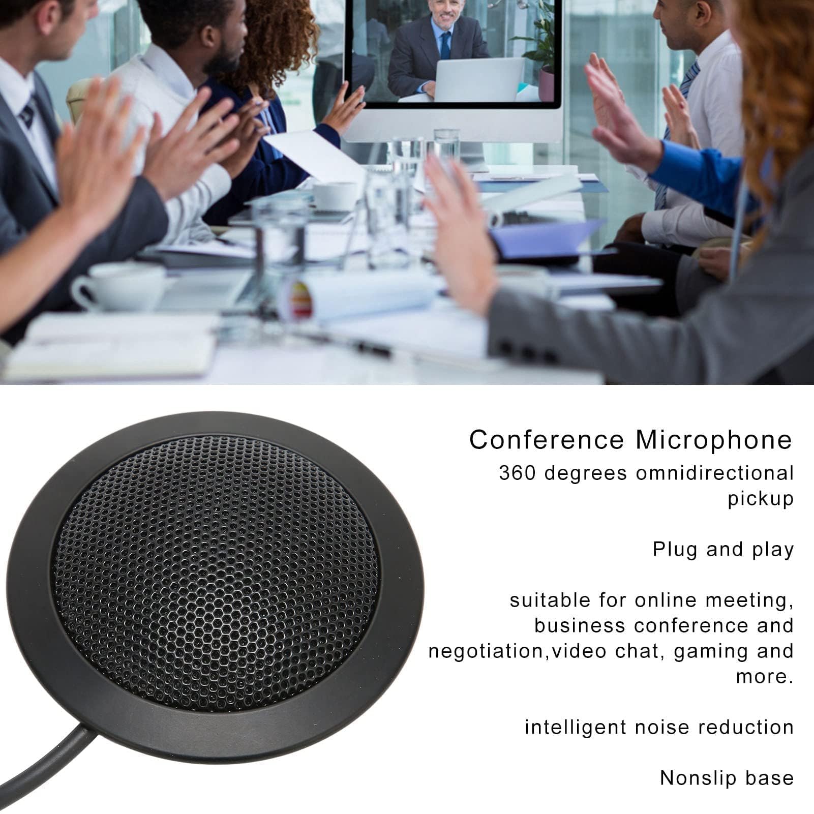 Cyrank Conference Speakerphone 360 Degrees Omnidirectional Pickup Microphone Plug and Play Noise Reduction for Laptop Meetings - View 7 of 9