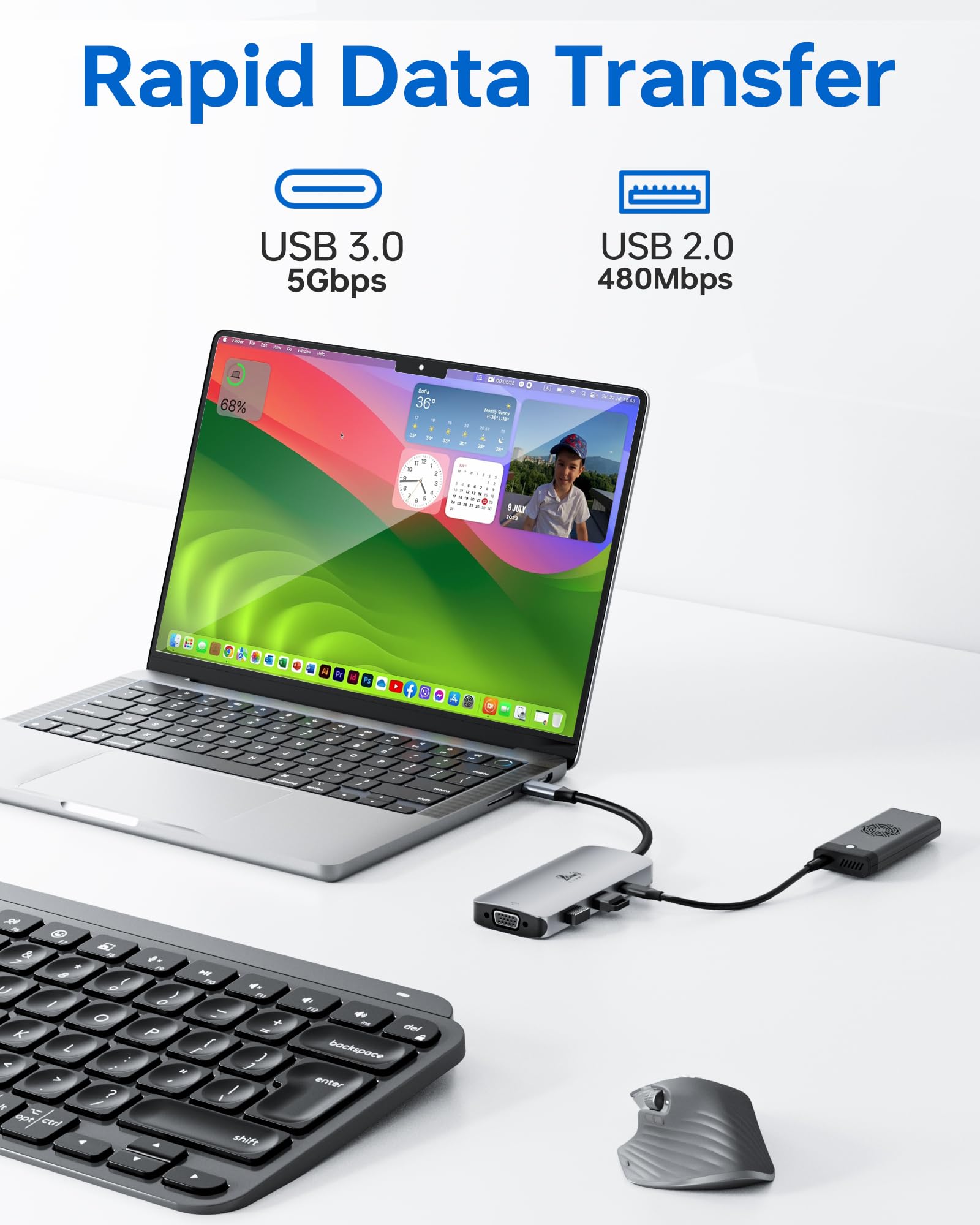 LIONWEI LIONWEI USB C Docking Station Dual HDMI Adapter for Dell Lenovo HP Surface with Dual 4K HDMI VGA Fast Charging and 3 USB Ports - View 6 of 7