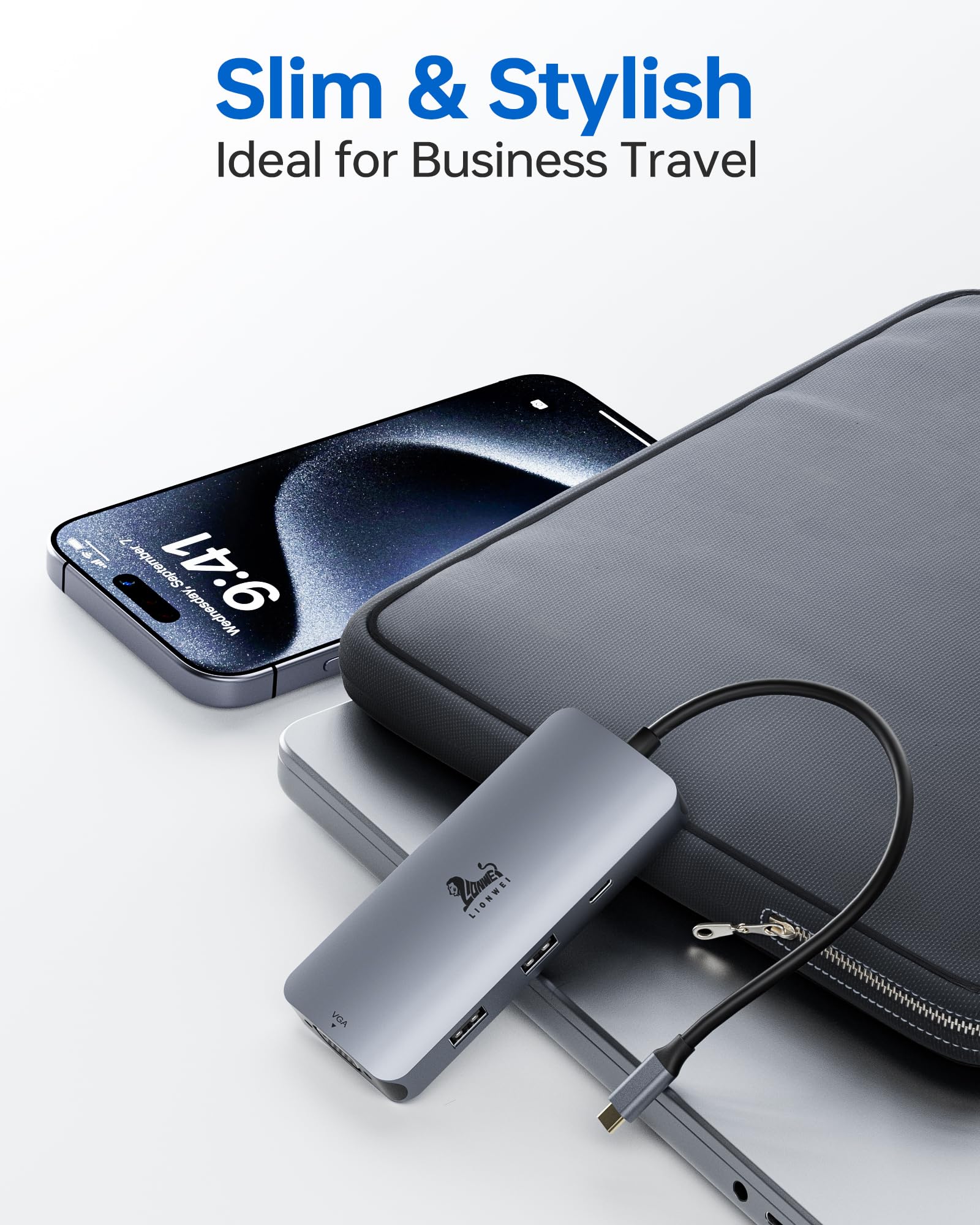 LIONWEI LIONWEI USB C Docking Station Dual HDMI Adapter for Dell Lenovo HP Surface with Dual 4K HDMI VGA Fast Charging and 3 USB Ports - View 7 of 7