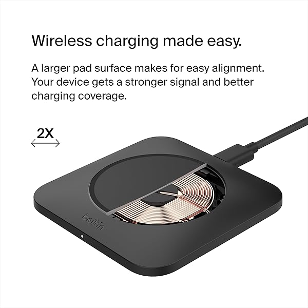 Belkin Belkin BoostCharge Pro 15W Wireless Charging Pad Fast Qi Charger for iPhone Samsung Galaxy AirPods Pro and More Black - View 5 of 8