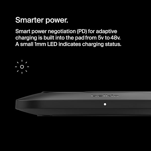 Belkin Belkin BoostCharge Pro 15W Wireless Charging Pad Fast Qi Charger for iPhone Samsung Galaxy AirPods Pro and More Black - View 8 of 8