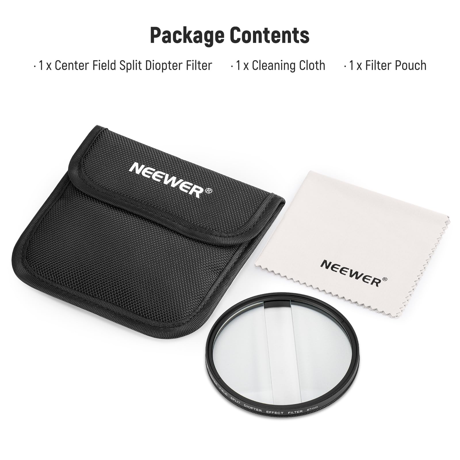 NEEWER NEEWER 67mm Center Field Split Diopter Filter for Camera with K9 Optical Glass and Aluminium Frame for Blurred Refraction Effects - View 8 of 8