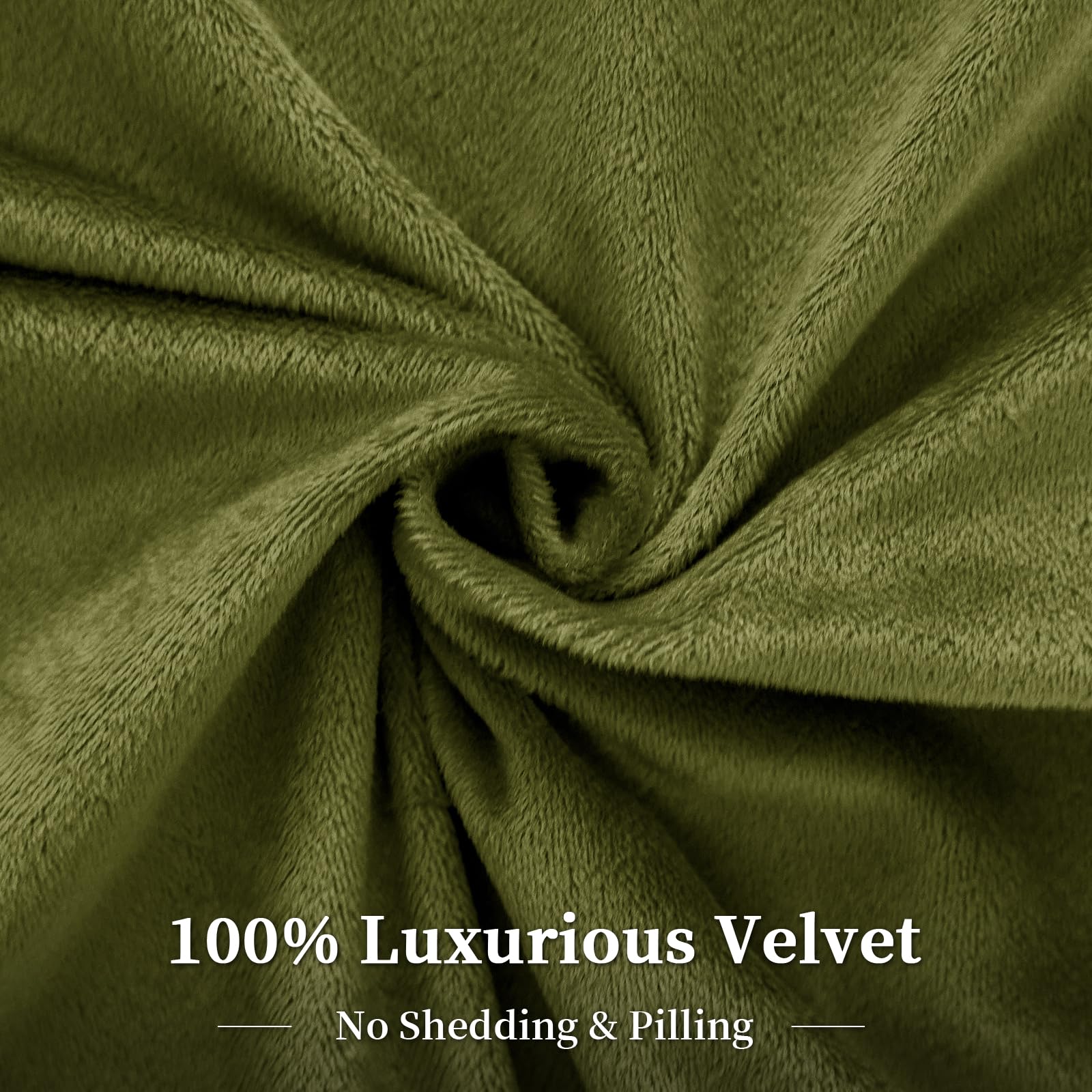 PHF PHF Super Soft Velvet Duvet Cover Queen Size Luxurious Warm Fluffy Bedding Set with Pillow Shams and Zipper Closure Olive Green - View 3 of 6