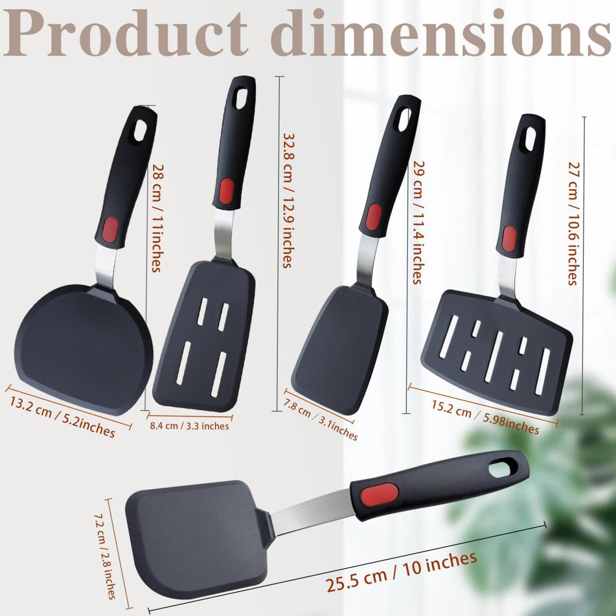 KAKAMINA Silicone Spatula Turner Set 5 Pack Heat Resistant 600F Nonstick Cookware Utensils for Cooking Eggs Pancakes Dishwasher Safe - View 2 of 7