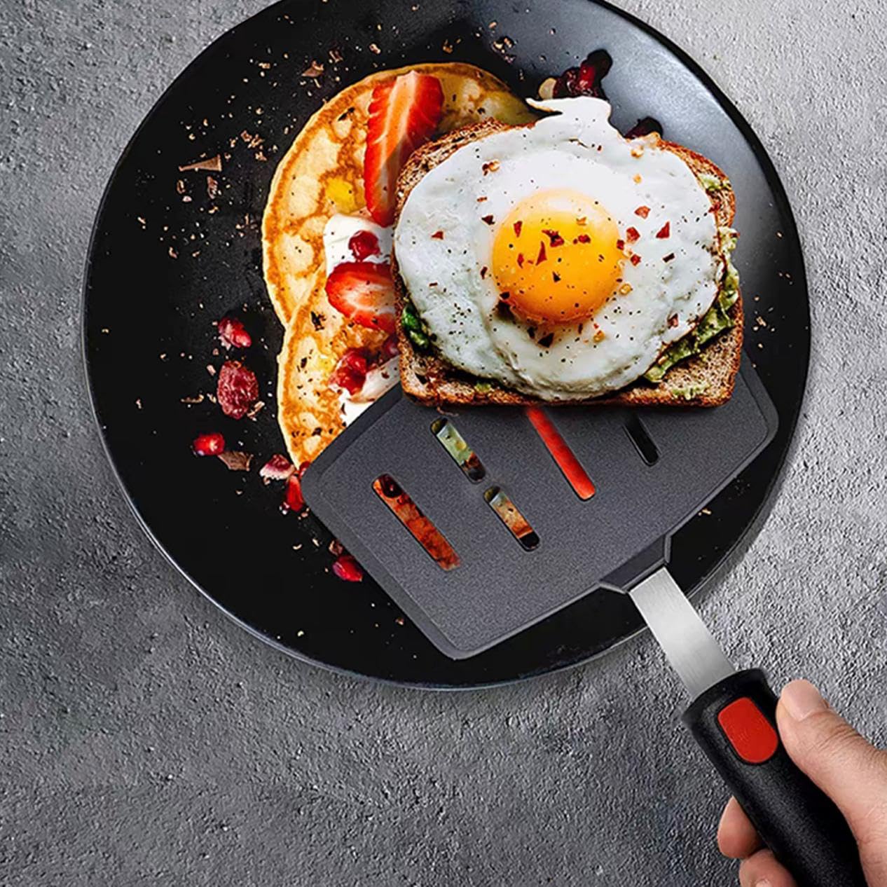 KAKAMINA Silicone Spatula Turner Set 5 Pack Heat Resistant 600F Nonstick Cookware Utensils for Cooking Eggs Pancakes Dishwasher Safe - View 6 of 7