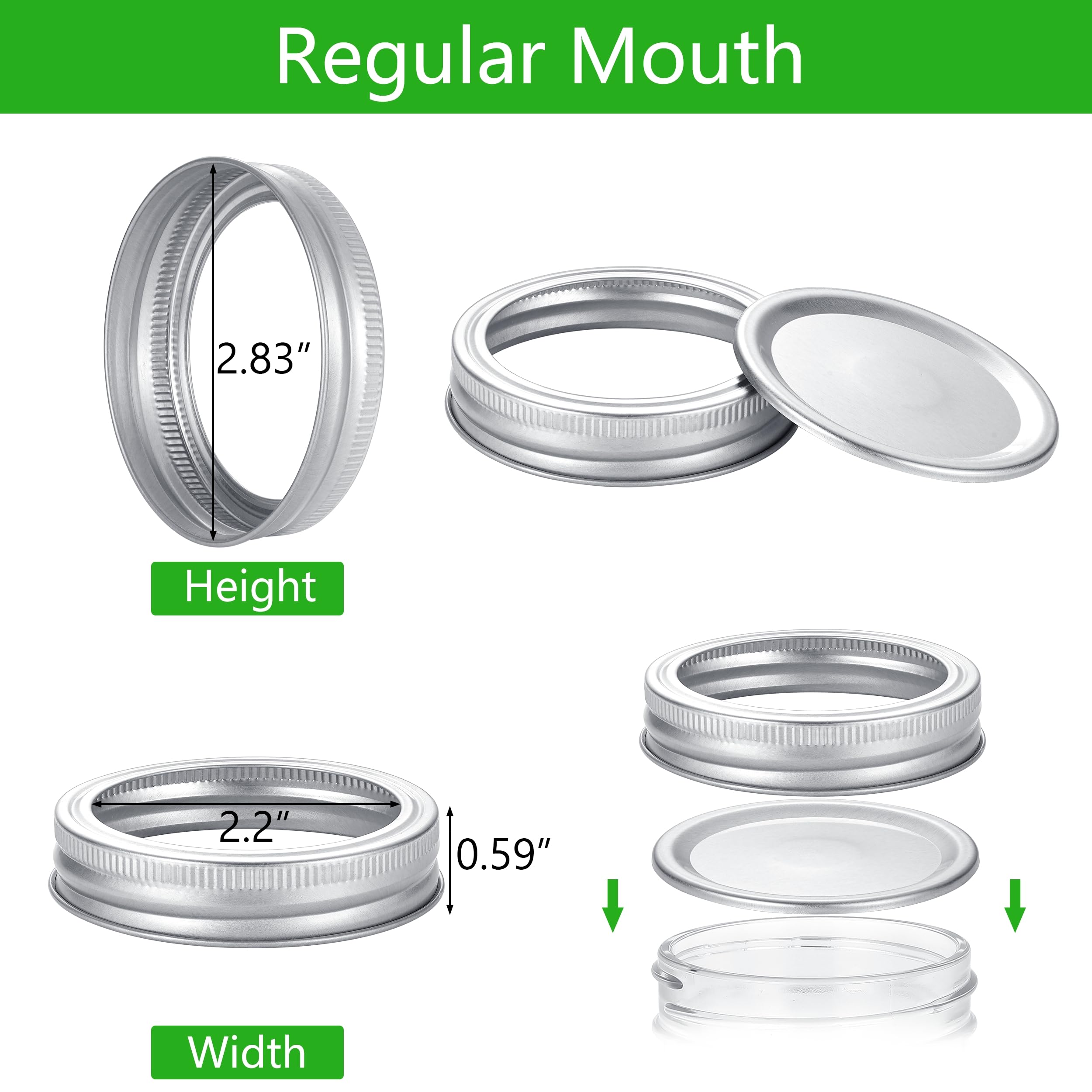 EvaHab 72Pcs Regular Mouth Canning Lids with Rings for Ball and Kerr Jars Airtight Split-Type Metal Lids Perfect Fit for Canning - View 3 of 7