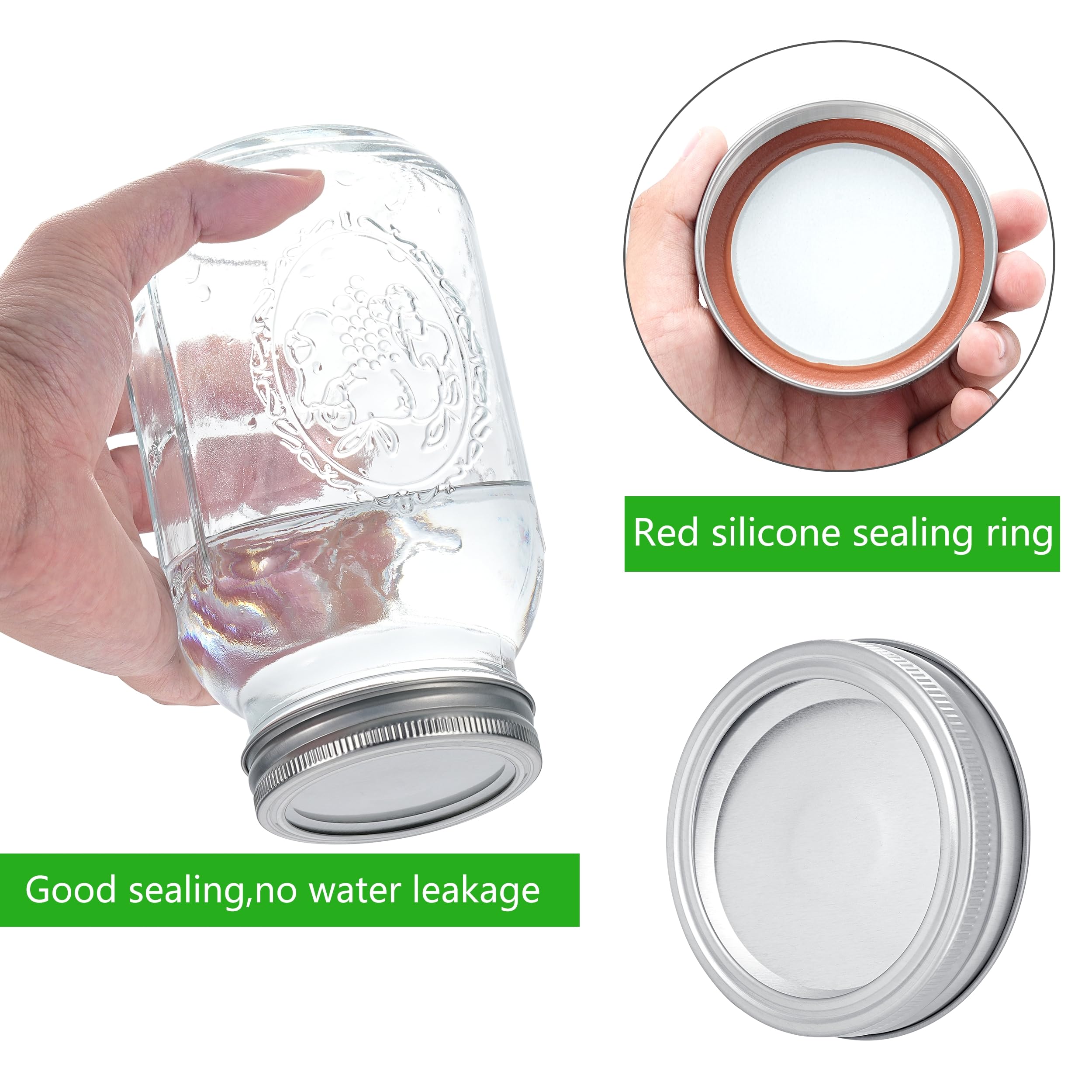 EvaHab 72Pcs Regular Mouth Canning Lids with Rings for Ball and Kerr Jars Airtight Split-Type Metal Lids Perfect Fit for Canning - View 4 of 7